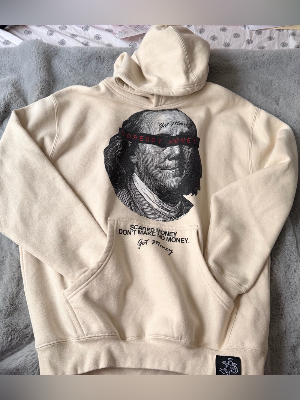 Hasta Muerte Scared Money Don't Make No Money Benjamin Franklin Hoodie L Graphic